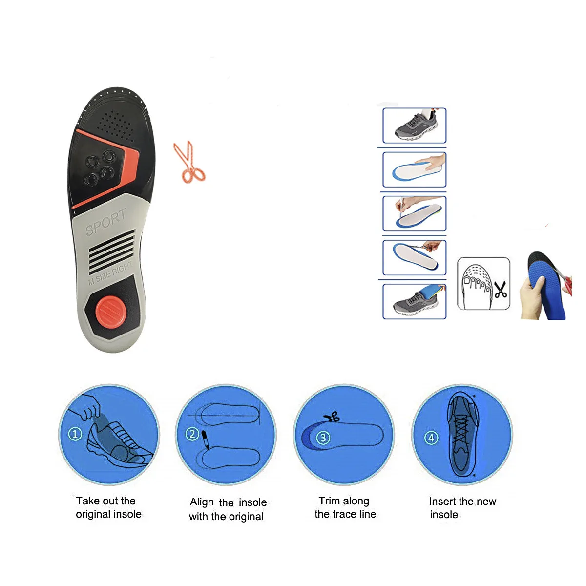 Running Sport Insoles Orthopedic Insoles Shock Absorbant Pads Sole Pad for Shoes insert Foot Care for Plantar Fasciitis