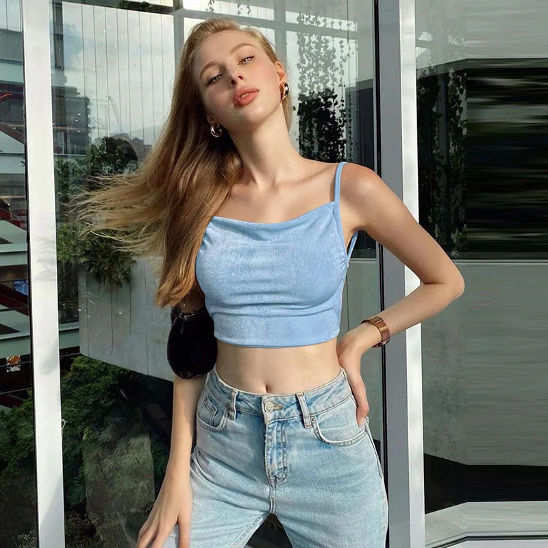 

Женские пикантные укороченные топы на бретельках Вечерние Клубные однотонные летние майки в полоску Бандажное платье-майка без рукавов ко...