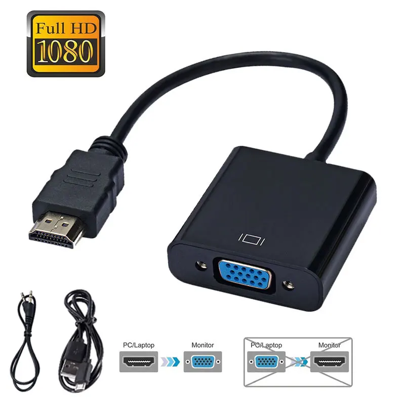 

HD 1080P HDMI-compatible to VGA adapter converter cable For Xbox PS4 PC laptop TV box to projector display HDTV