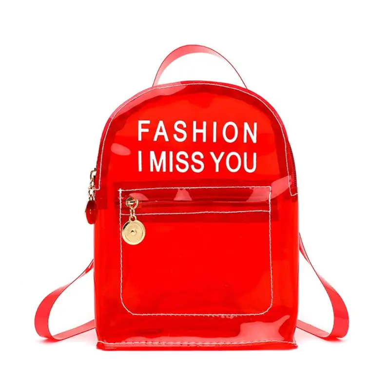 

Fashion Transparent PVC Backpack Travel School Book Bag Daypack for Teenager H8WD