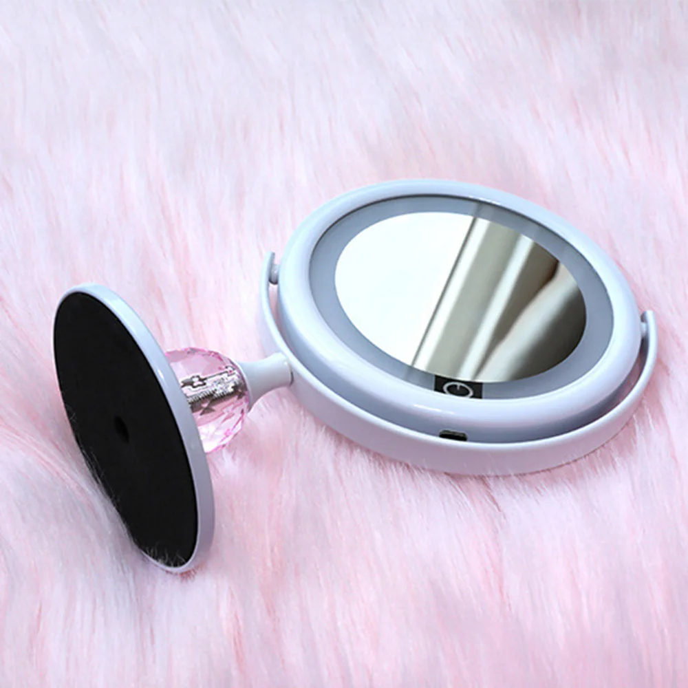 Magnifying Makeup Mirror With LED Light Cosmetic Mirrors Round Shape Desktop Vanity Double Sided Backlit | Красота и здоровье