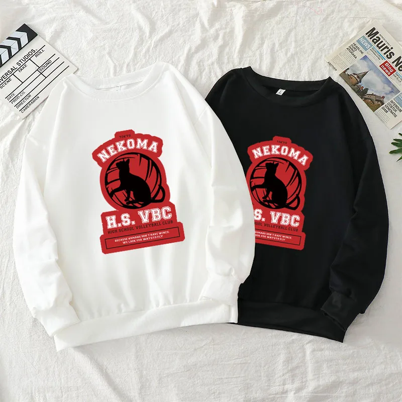 

Женский Повседневный свитшот с японским аниме принтом кошки, модная уличная одежда, толстовка унисекс, топ оверсайз с круглым вырезом