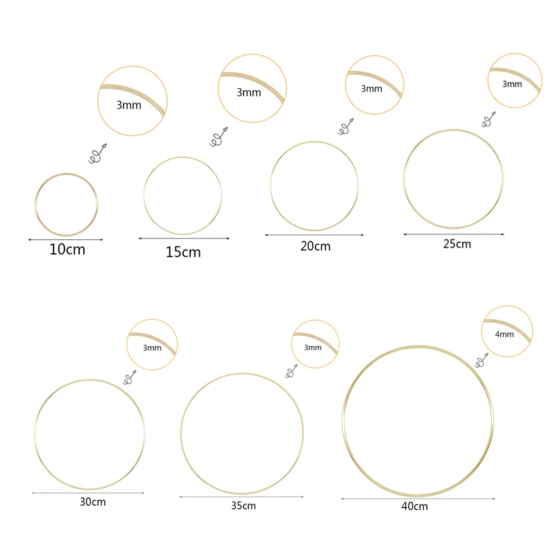 

10-40cm Wedding Wreath Gold Iron Metal Ring Bride Handheld Garland Easter Decor Artificial Flower Rack Party Backdrop Decor Hoop