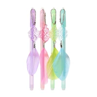 4pc cute crystal feather pendant gel pens creative student pen stationery office school supplies black water based signature pen