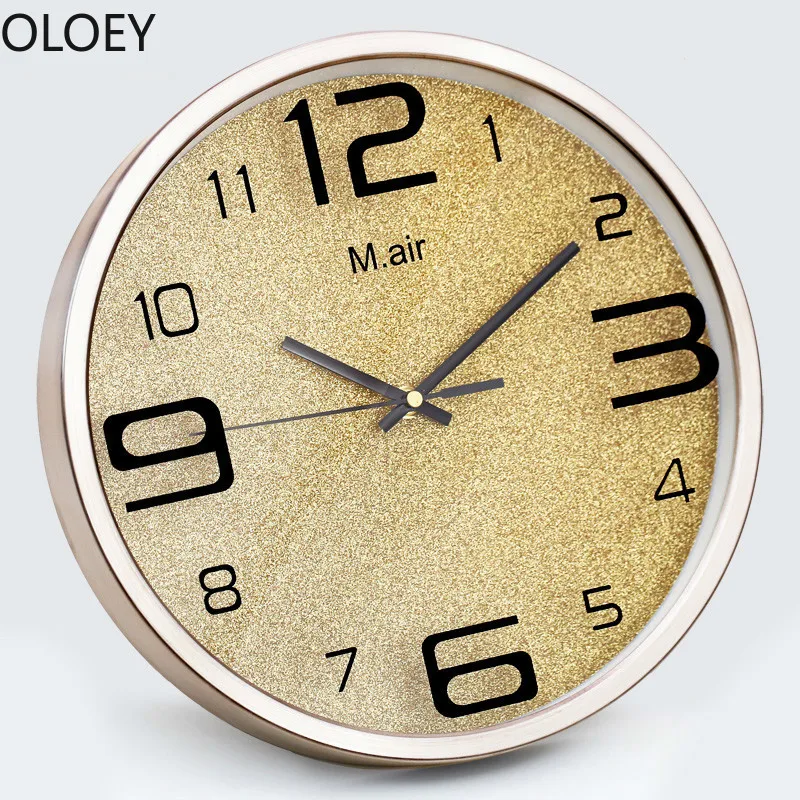 Большие настенные часы черные металлические креативные с бесшумным механизмом