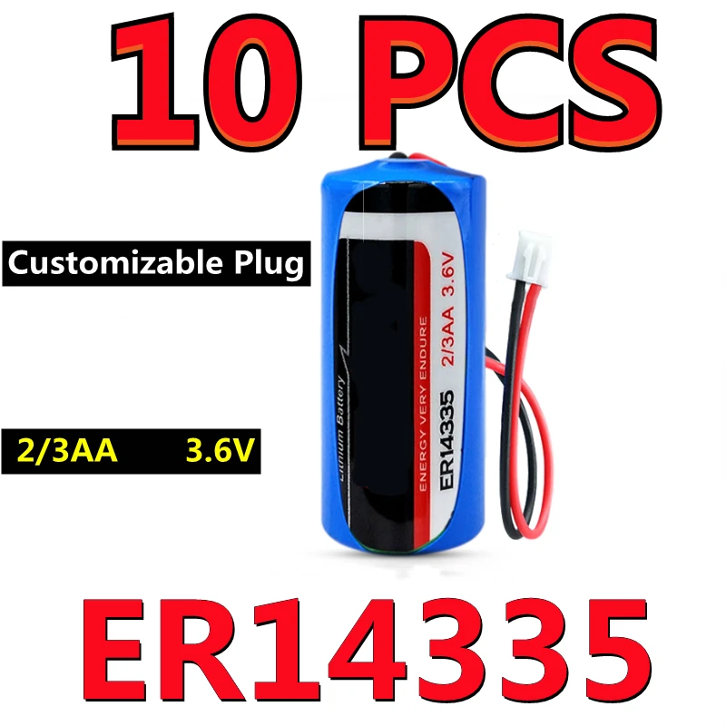 

10PCS/LOT NEW Original For EVE ER14335 Smoke Alarm Detector 2/3AA 3.6V Lithium PLC Battery With Connector (Customizable Plug)