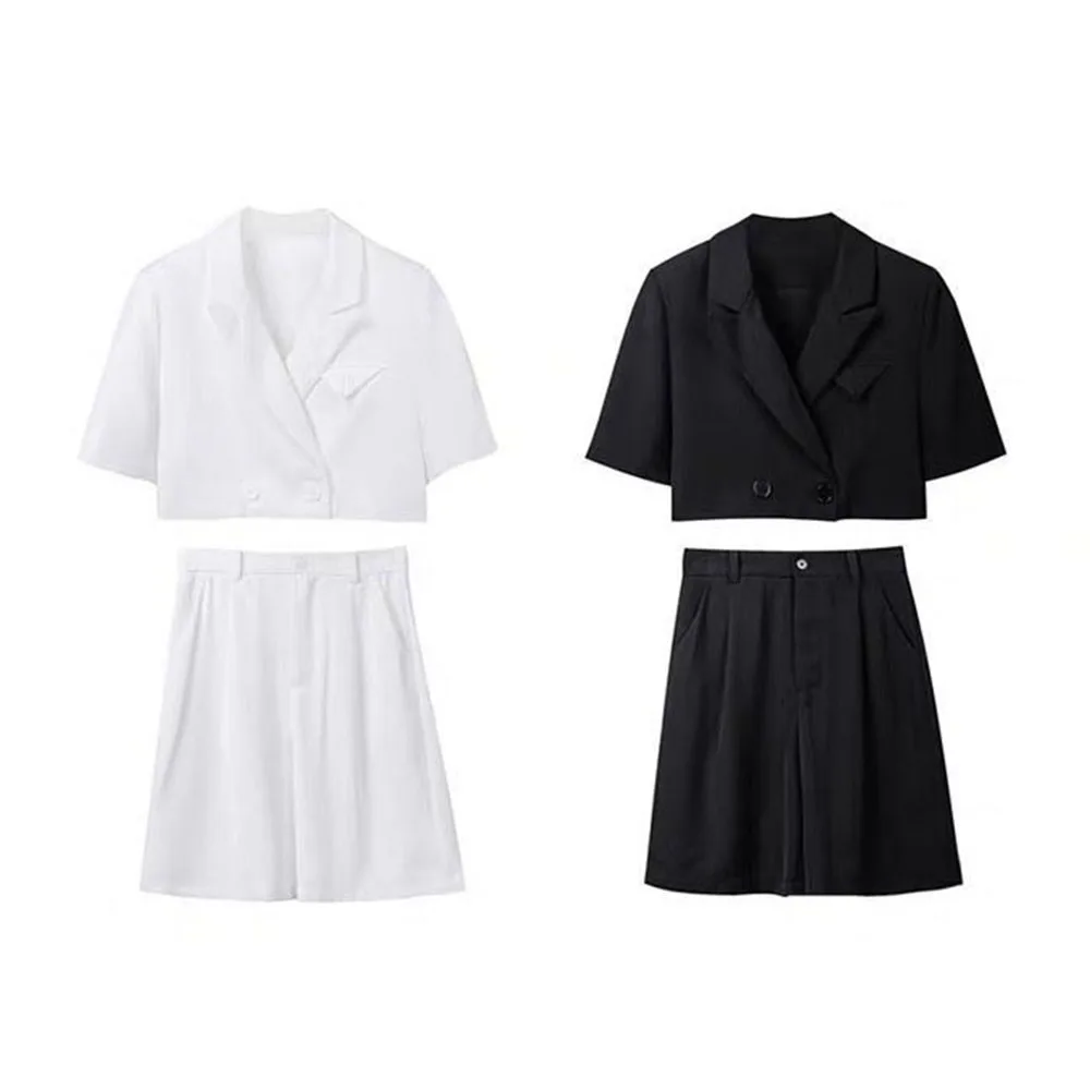 Женский летний комплект из 2 предметов белый пикантный блейзера и штанов