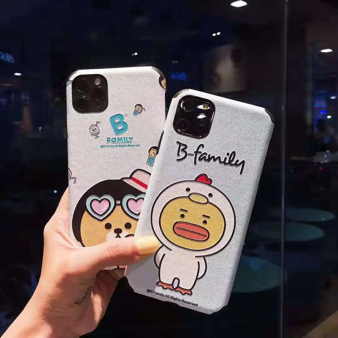 Милый корейский мультфильм B семья друзей шелковистый чехол для iPhone 11 Pro MAX Xr Xs X 6 6s