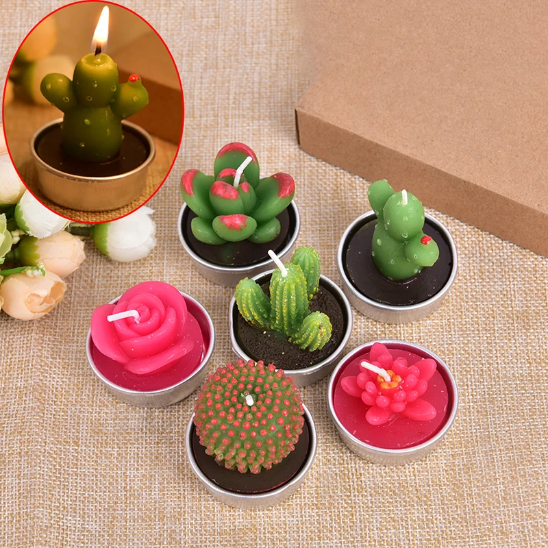 

1PC Creative 3D Cactus Candles Simulated Plants Smokeless Scented Candle Valentine Day Gift Party Home Decoration