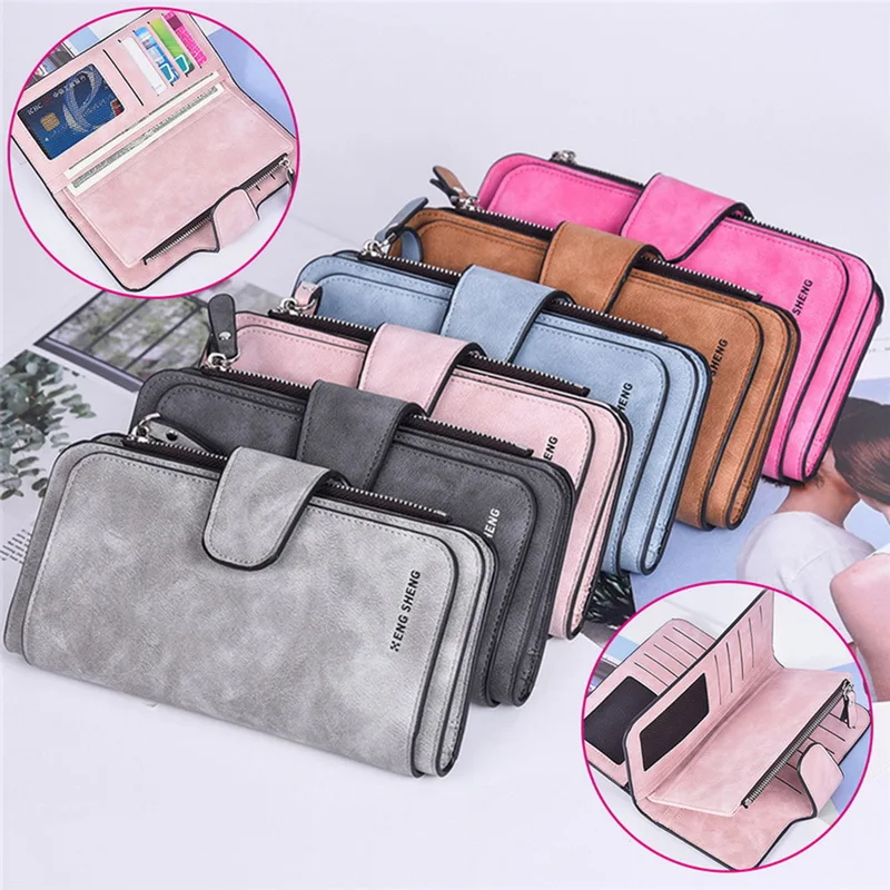 

Women Fashion PU Leather Wallets Casual Handbag Girls Card Holder Ladies Long Clutch Zipper Purse Wallet For Female 2021 New