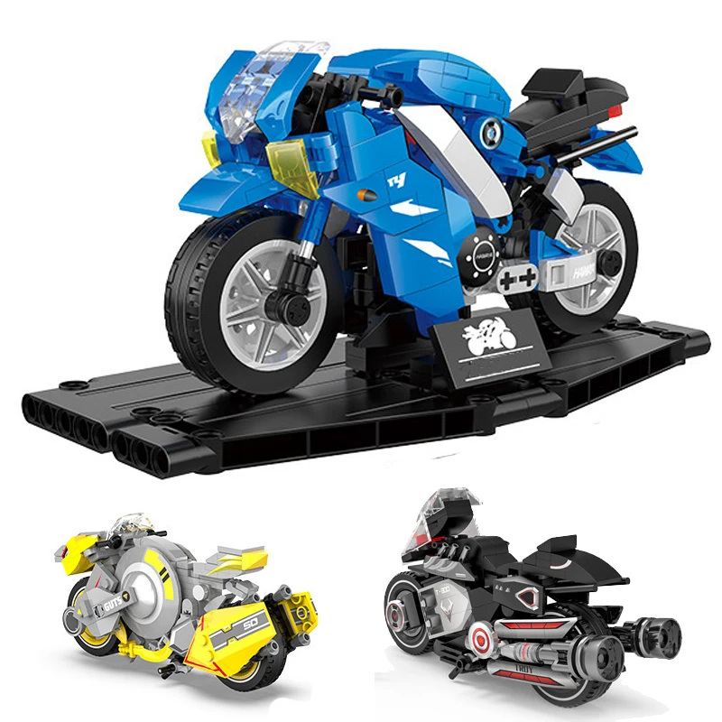 

Мотоциклетные модели, строительные блоки, городской автомобиль, внедорожник, технические автомобили, гоночные мотоциклетные блоки, набор MOC, Детская Строительная игрушка