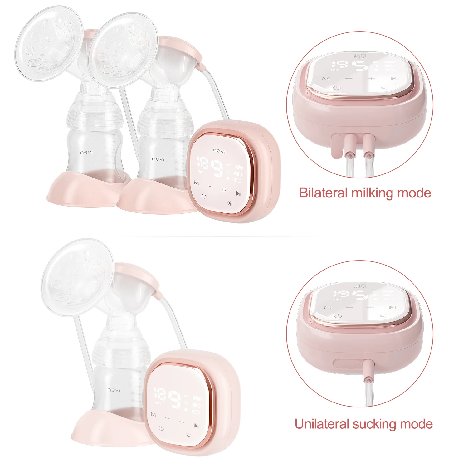 NCVI Double Electric Breast Pumps,Protable Dual Breastfeeding Milk Pump with Night Light,Touch Screen Adjustable Mode