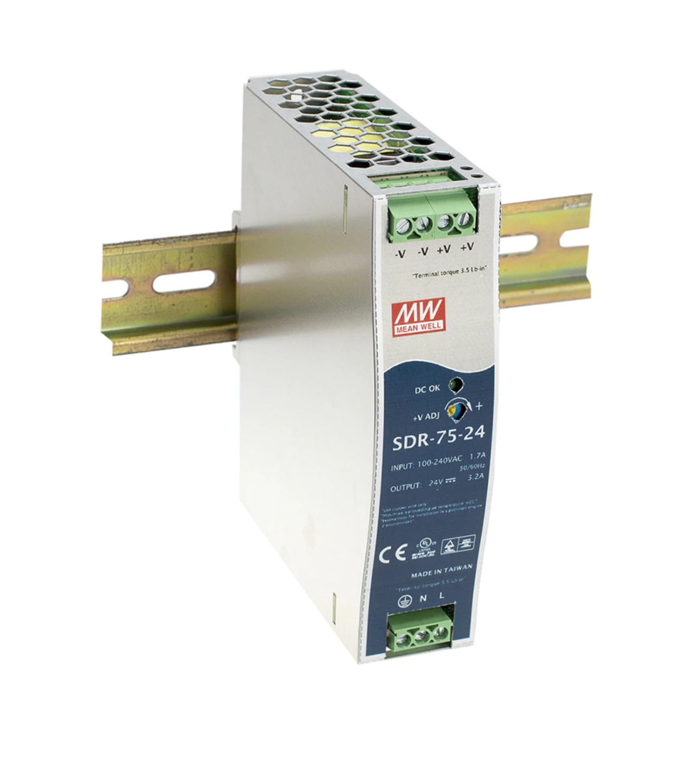 Meanwell SDR 75 24 24V 3.2A meanwell 76 8 W одиночный выход промышленный din рейку с PFC Функция|mean well
