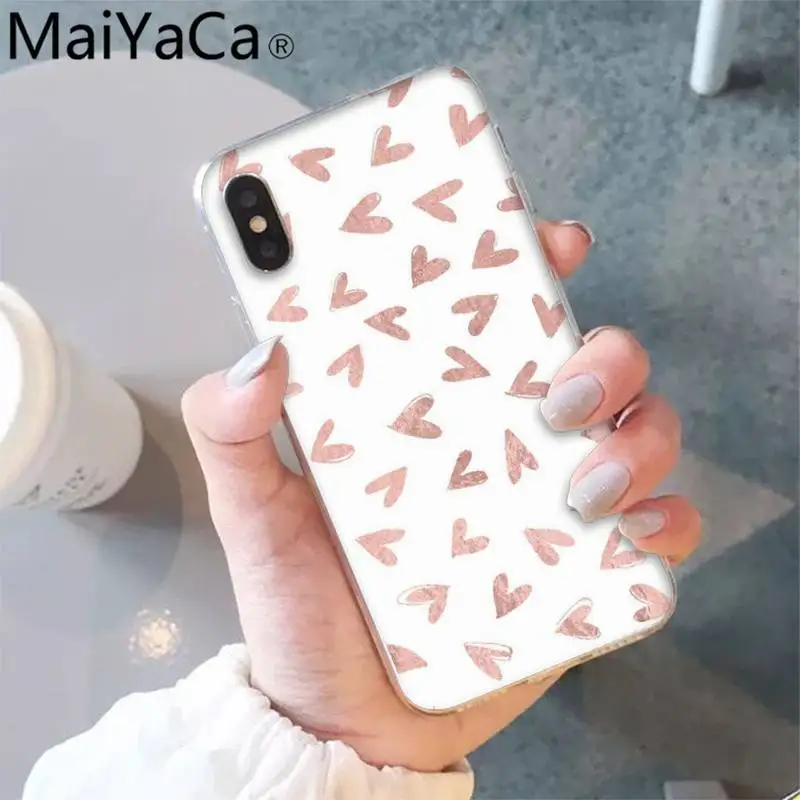 

MaiYaCa rose gold heart Custom Soft Phone Case for iPhone 12 8 7 6 6S Plus X XS MAX 5 5S SE XR 12 11 pro promax