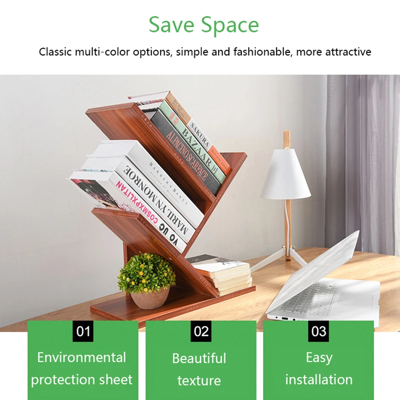 

Tree-shaped Bookshelf Simple Shelf Student Desk Wooden Multi-layer Storage Rack Room Desk Accessories Creative Storage Rack FA