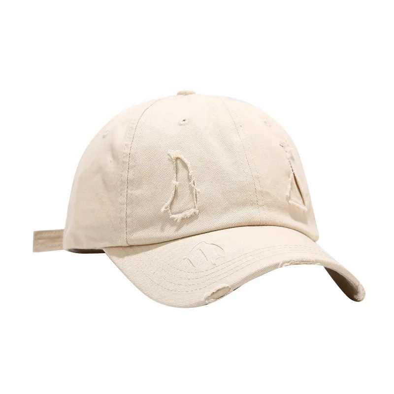 

New Worn Out Washed Baseball Cap Men's Ins Wind Korean Casual Retro Sunshade Hat Worn Out Hole Cap Hats for Women