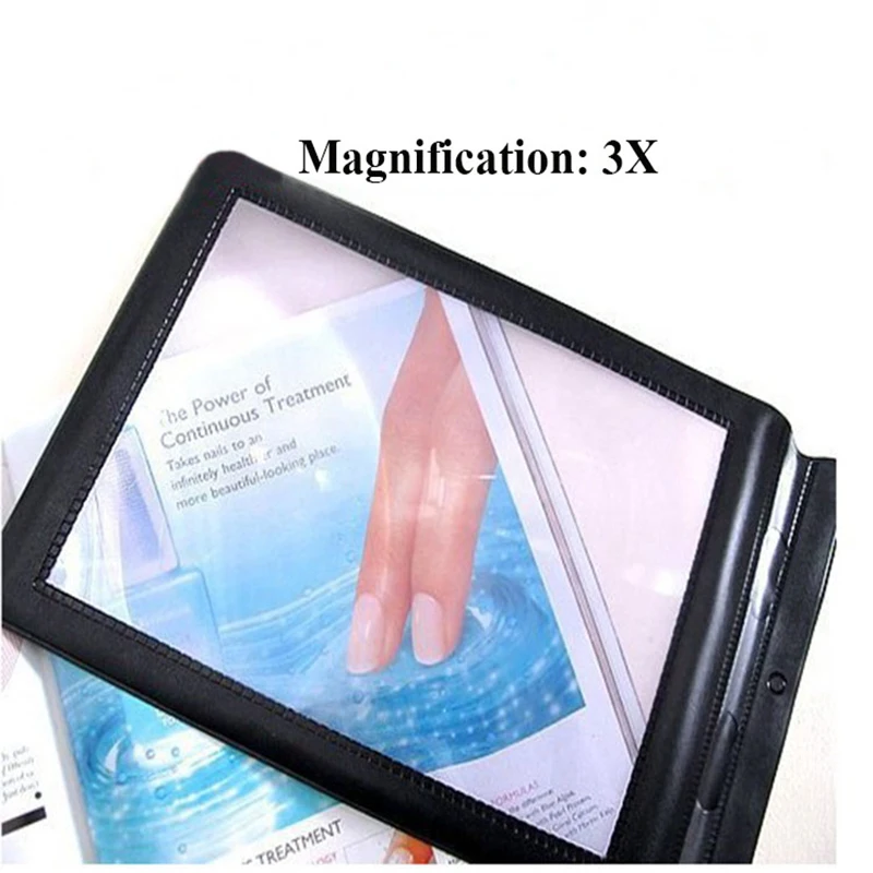 3X PVC Reading Magnifier A4 Large Lens Handheld Magnifying Glass With Soft Flexible PVC Lens and Outer Frame for Looking Reading