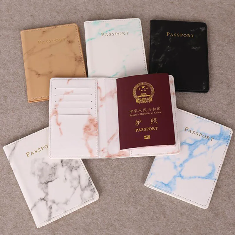 

Vintage Marble Passport Holder ID Cover Travel Accessories Portable Bank Card Passport Women Men Business PU Leather Wallet Case