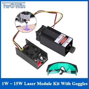 Лазерный модуль 1000 мВт  15 Вт 23 нм Синяя лазерная головка набор для лазерной гравировки резки лазерная трубка бесплатные очки для лазерной машины по оси