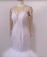mermaid wedding dress long sleeves bridal gown