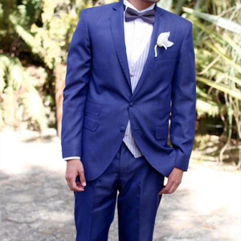 

2021 New Custom Fashion Handsome Blue Male Suits Slim Fit Groomsmen Tuxedo For Wedding Dress Party Men Clothing (Jacket+Pants)