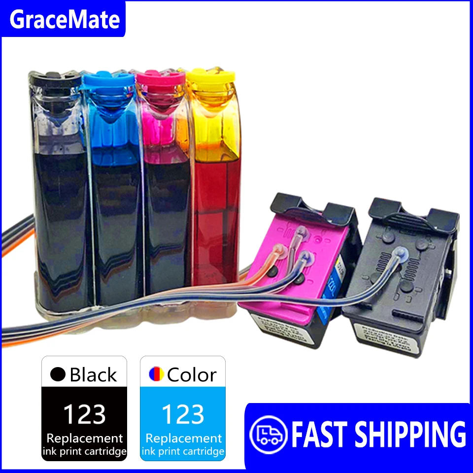 

Continuous Ink Supply System Compatible for HP 123 Deskjet 1110 2130 2132 2133 2134 3630 3632 3637 3638 4513 4520 4521 Printers