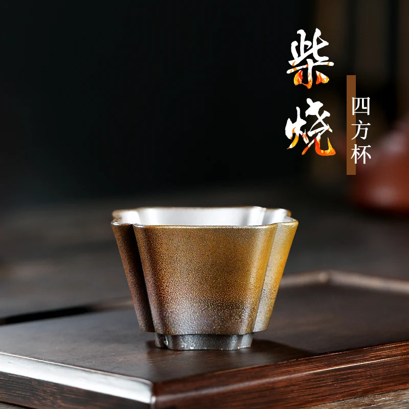 

TaoYuan 】 yixing undressed ore sample tea cup chai kiln becomes kung fu tea masters cup four Angle cup 170 cc