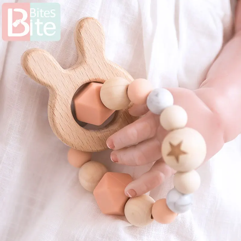 Зажим для укуса соски 1 шт. детский силиконовый Прорезыватель зубов деревянные