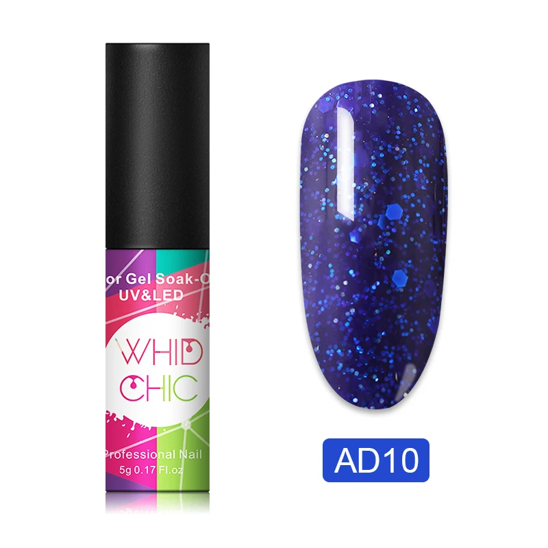 WHID CHICL 1 флакон 5 мл УФ-гель для ногтей красочный блеск сверкающий блестки долговечный УФ-гель для ногтей - Цвет: AD10