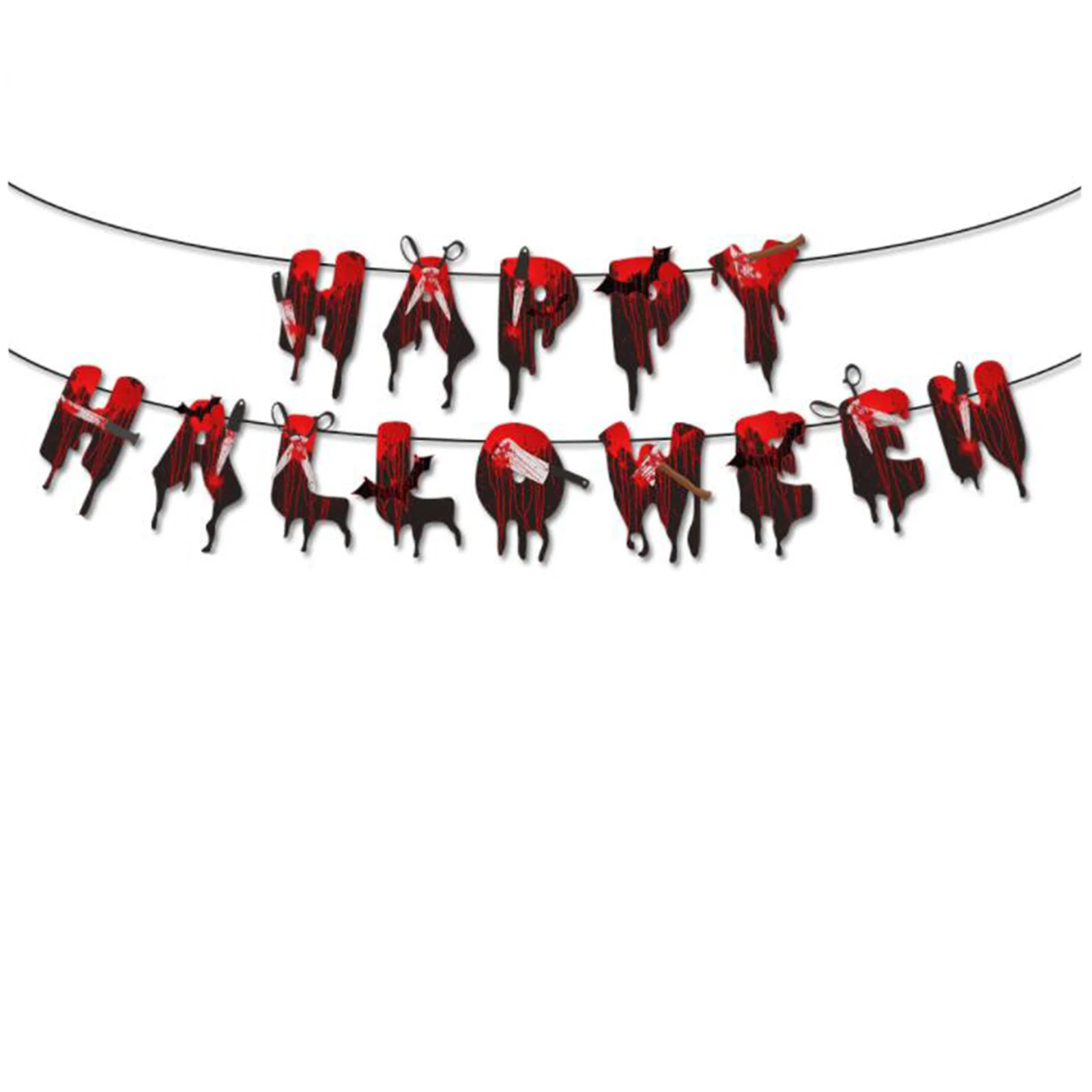

Halloween Decorations Blood Knife Pull Flag Broken Hands and Feet Bar Haunted Party Hanging Banner Horror Props Decoration