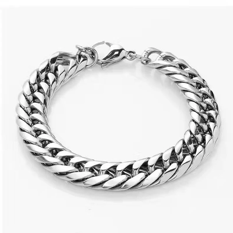 Стильная мужская круглая полированная кубинская цепочка классический браслет