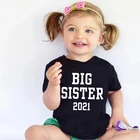 Детская модная рубашка для старшей сестры 2021, футболка для младенцев, малышей, старшей сестры, брата, Летние черные футболки с коротким рукавом, футболки