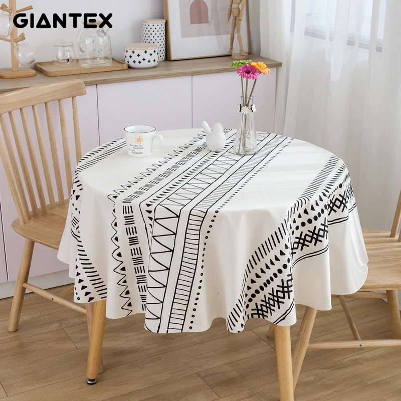 GIANTEX Декоративная скатерть из хлопка и льна, круглая скатерть, скатерть для обеденного стола, обрус Tafelkleed mantel mesa nappe