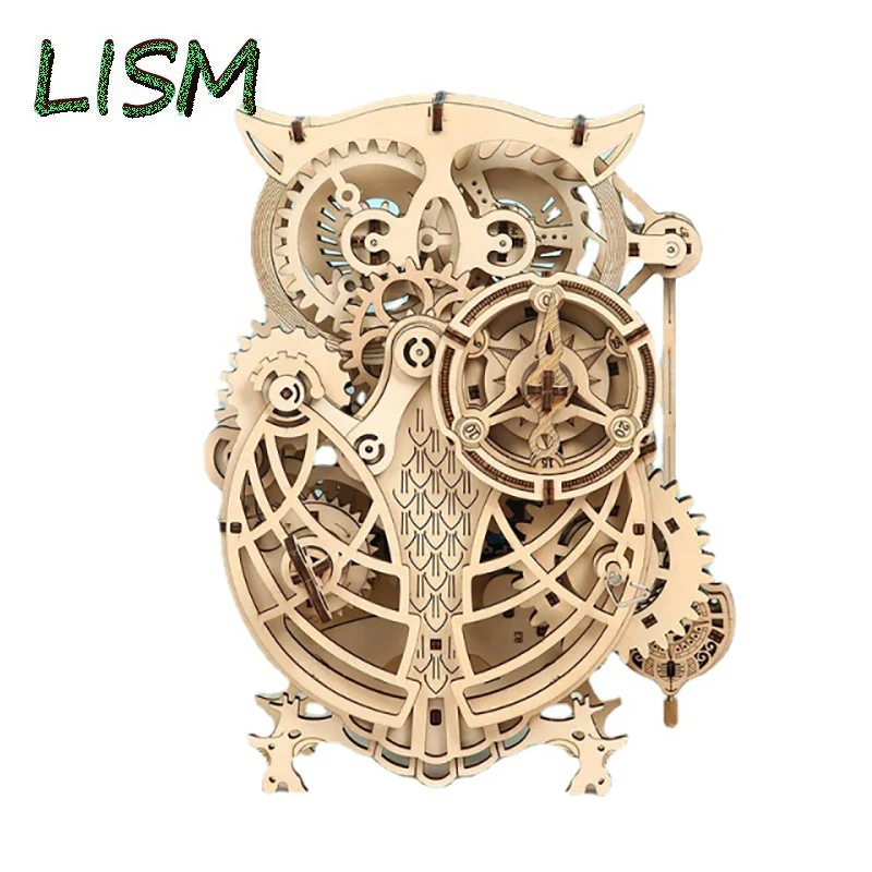 

LISM 3D Creative DIY Owl Clock Wooden Model Building Blocks Puzzle Assembled Children's Toy Gift Adult Three-dimensional Puzzle