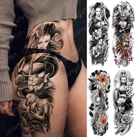 large arm sleeve tattoo japanese geisha samurai waterproof temporary tatto sticker gun waist leg body art full fake tatoo women