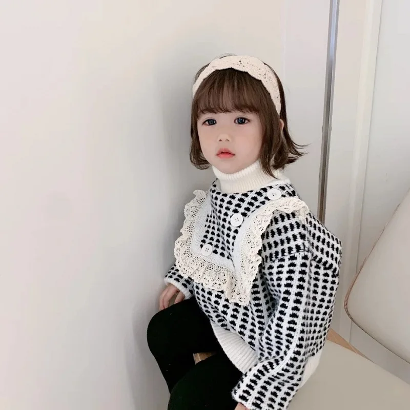 Новый стиль Детская вязаная повязка на голову с вырезами для детей девочек