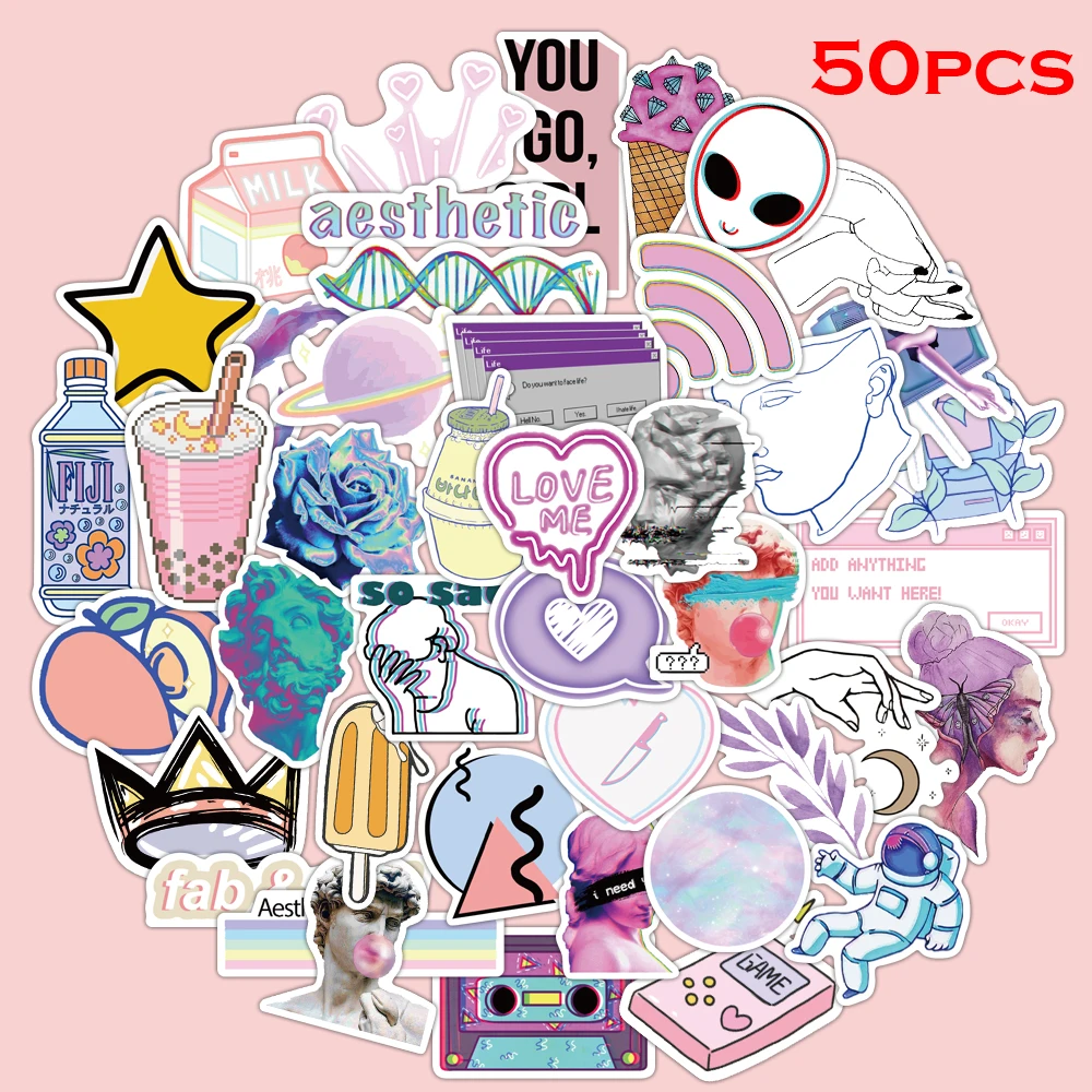 Стильные Розовые наклейки VSCO Vaporwave для девушек ноутбука чемодана скрапбукинга