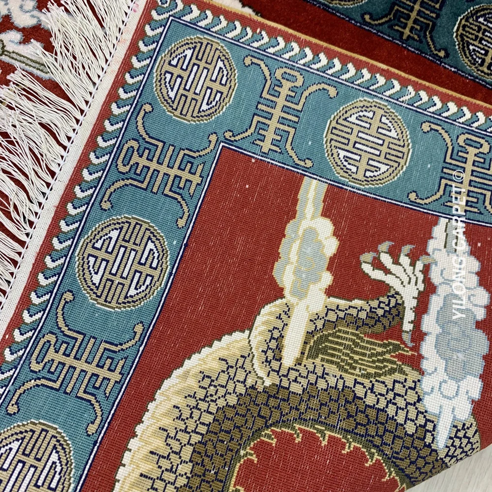 Yilong 2 'x 3' высокая плотность ковер Дракон гобелен красный маленький восточные