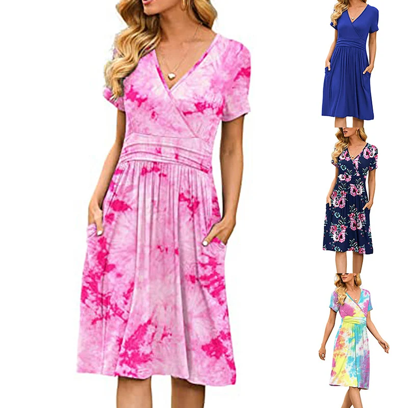 

NEW Summer Women Loose Vintage Ruffles Printing Dress Befree Spring Large Big Line Boho Casual Party Elegant Dresses