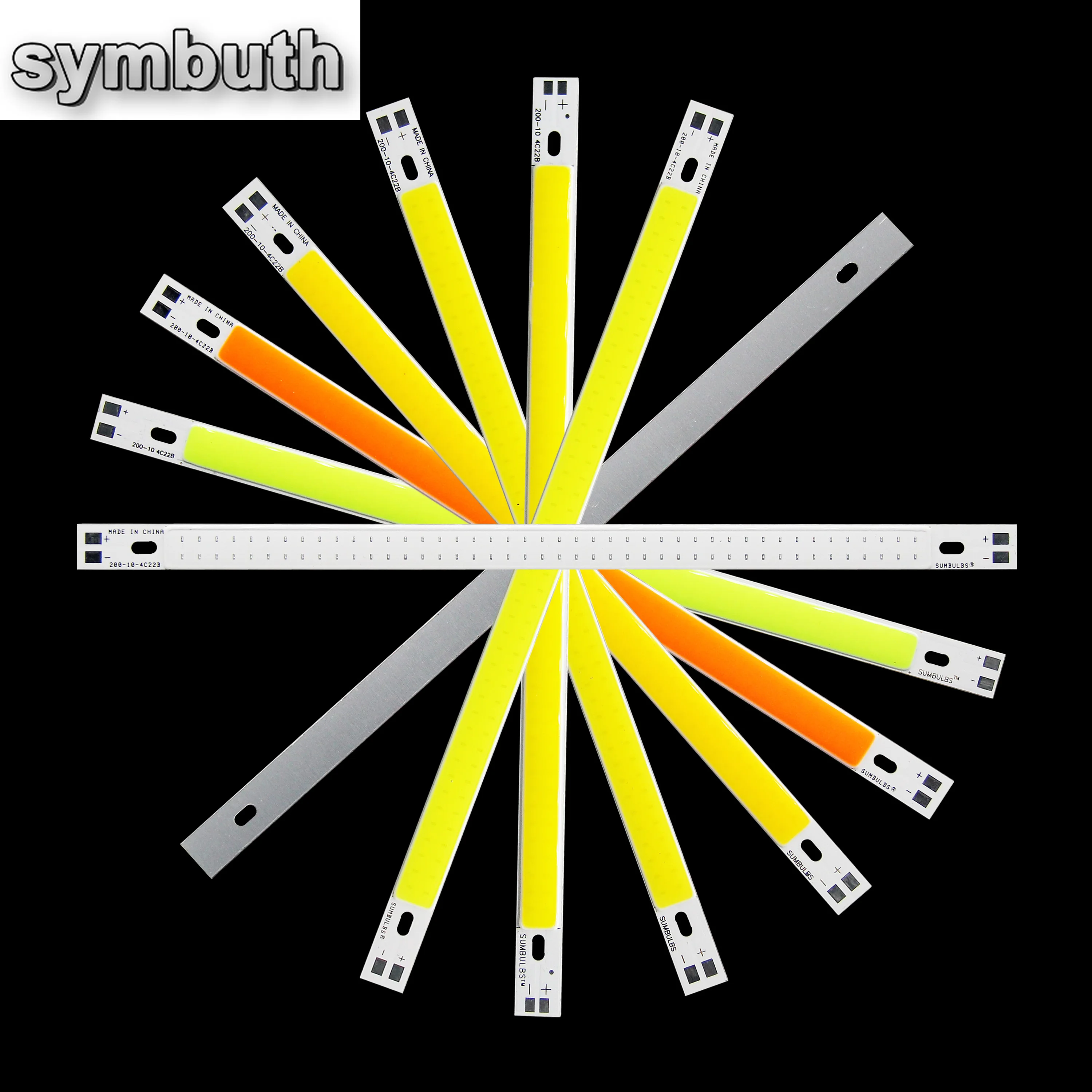 10pcs/Lot DC12V Input 200x10mm COB LED Strip Bar Lights Source 10W Lamp 7 Colors Available 200mm Length COB Bulb Chip for Car