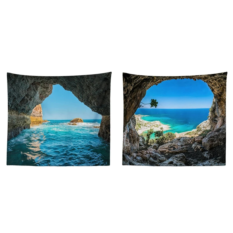 

2 Pcs Mandala Couch Blanket Bedroom Living Room Wall Decoration Paintings, Blue Sea Scenery & Nature Shocking Waterfall