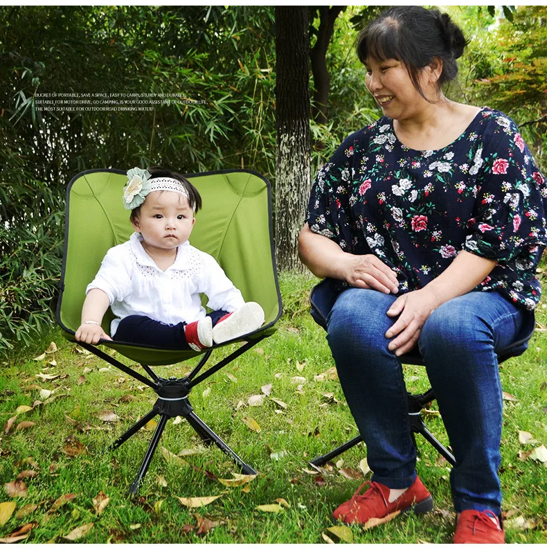 Online 360 Dönen Açık Taşınabilir Katlanır Kamp Sandalyesi Balıkçılık Barbekü Avcılık Yürüyüş Plaj Sırt çantası 4 Renk Max 150kg