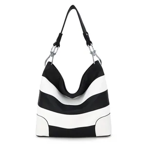 Angel Kiss Women Fashion Shoulder Bag Classic Stripe Printed Handbag Female Roomy Beach Tote