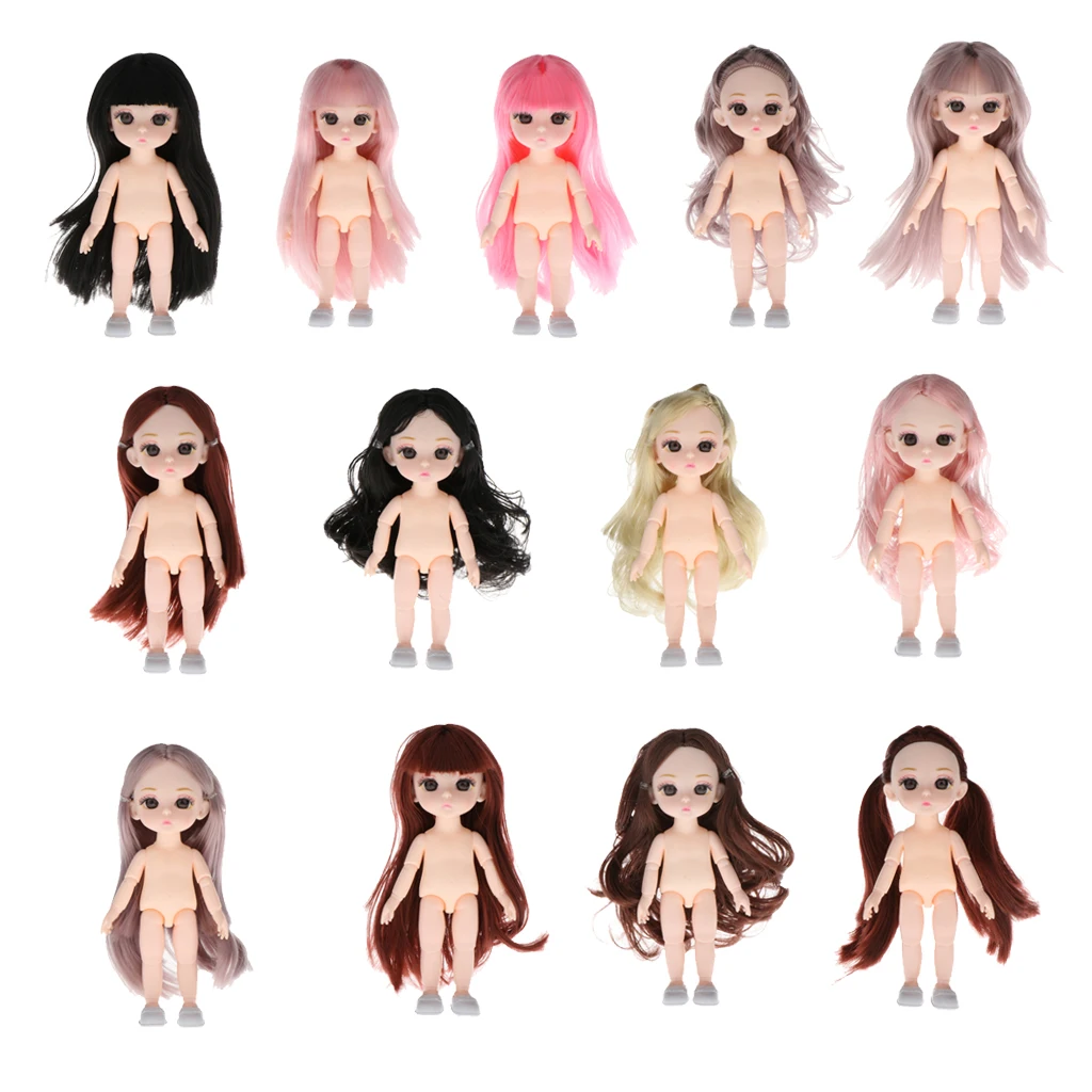 

Adorable 6inch Flexible 1/12 BJD Girl Doll Body 3D Eyes DIY Supplies Toy