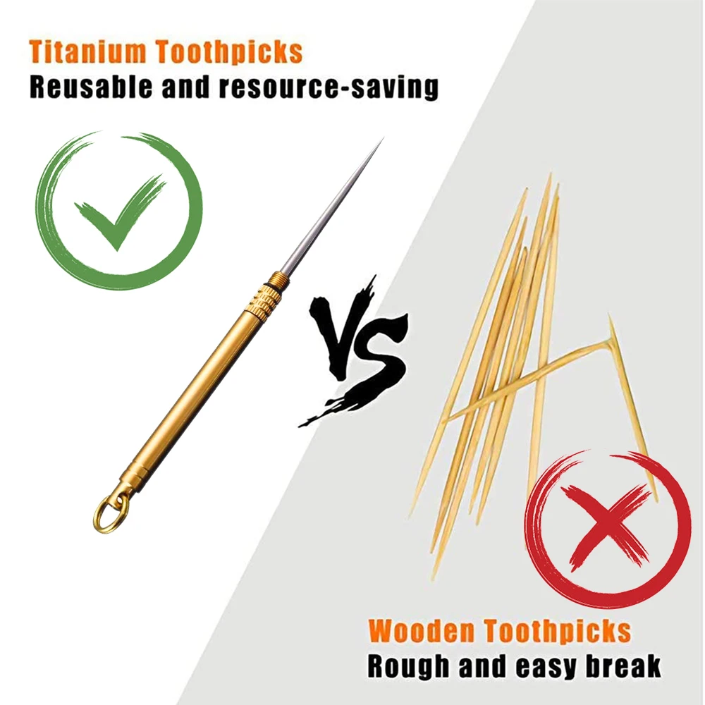 Титановая зубочистка для повседневного использования на открытом воздухе