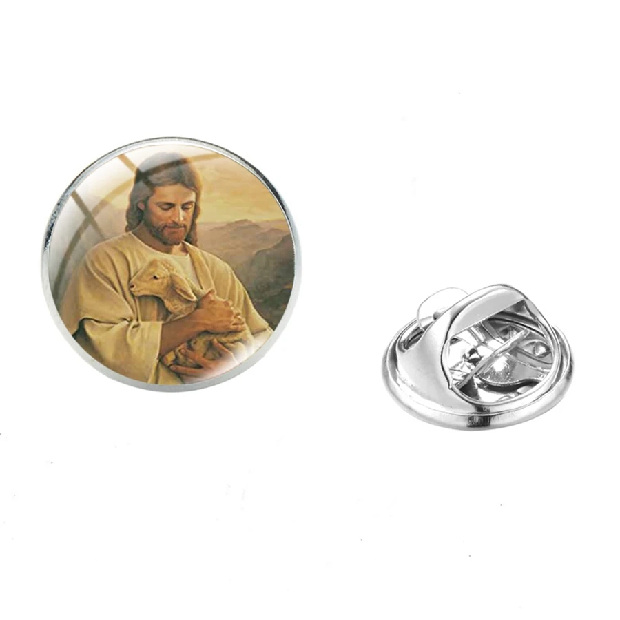 SIAN Mormon Jesus Christ Art Photoes Badge Relief Society Lds Mormons Glass Cabochon Collar Pin Men Women Stainless Steel Brooch | Украшения