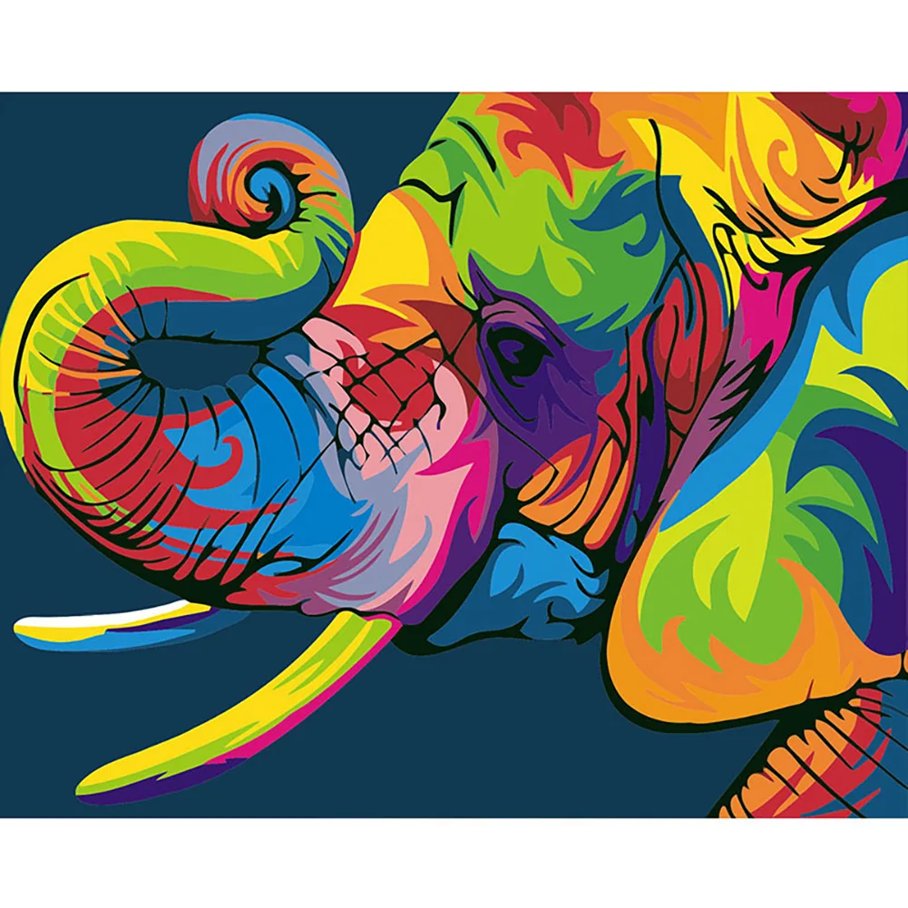 

Vesteen Painting By Numbers Elephant HandPainted Kits Drawing Canvas Figure DIY Oil Painting Pictures For Home Deccor Gift