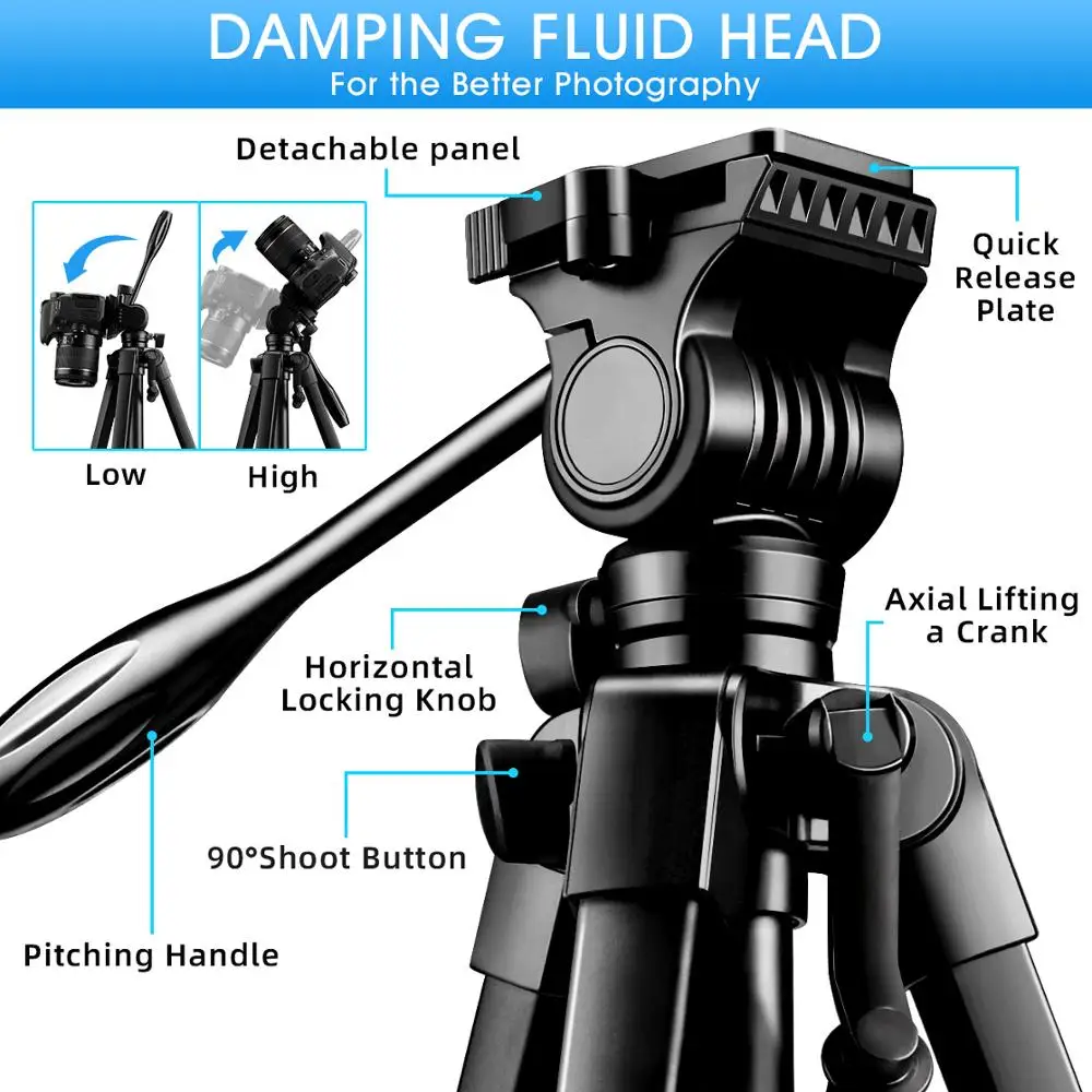 Алюминиевый Штатив с жидкостной головкой(60 дюймов/152 см) использовать для