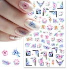 1 шт. цветущие цветы 3D наклейка для ногтей синяя бабочка Переводные слайдеры наклейки для ногтей красочные Стикеры для маникюра декорации