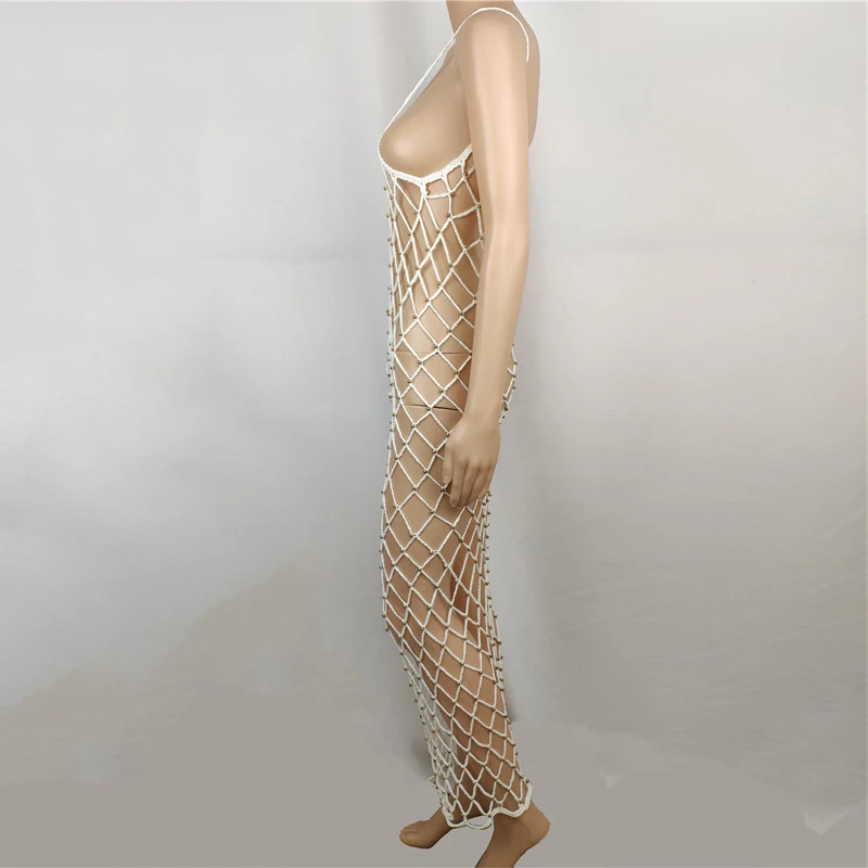 Women Sexy Hollow Out Tassel Mid Dress Blackless See Through Boho Sleeveless Dress Beach Wear Bikini Cover Ups For Summer